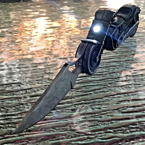 8 Biker Blade Fantasy Motorcycle Folding Pocket Knife Led Flashlight