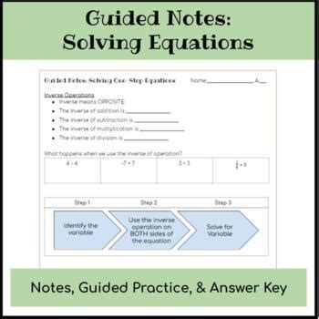 Solving One Step Equations Guided Notes By I Got You Math Tpt