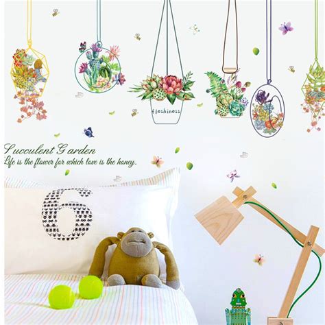 Jual Reliza Wall Sticker Fleshy Plants Pot Gantung Garden Kitchen