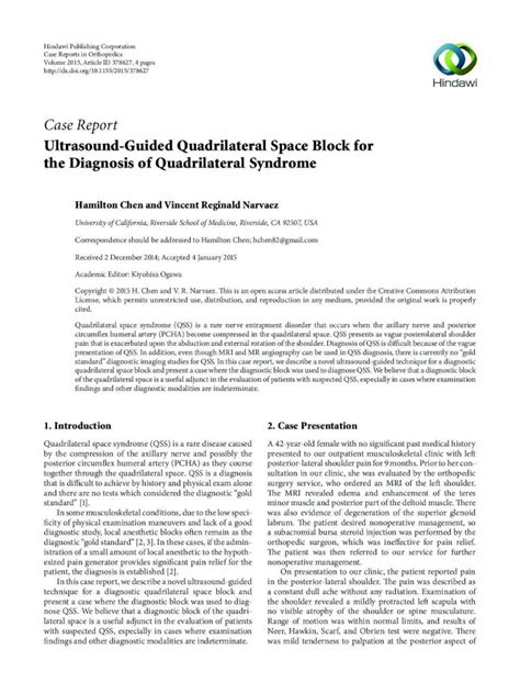 Pdf Case Report Ultrasound Guided Quadrilateral Space Block