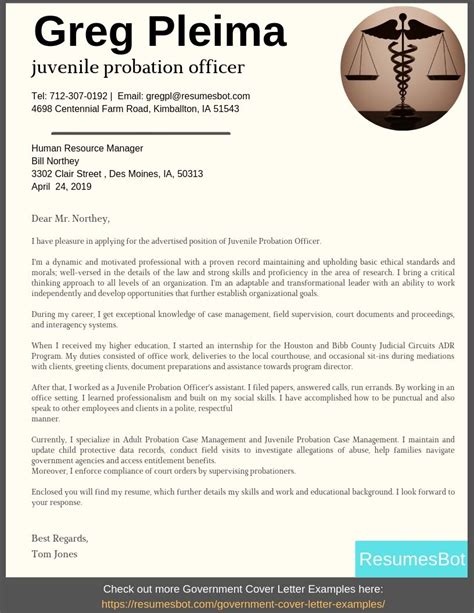 Juvenile Probation Officer Cover Letter Samples Pdfword 2024 Rb