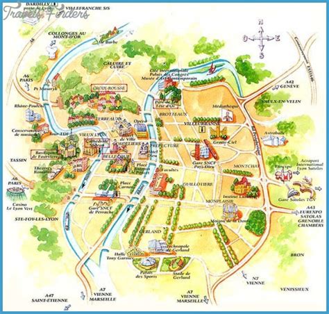 Lyon Map - TravelsFinders.Com