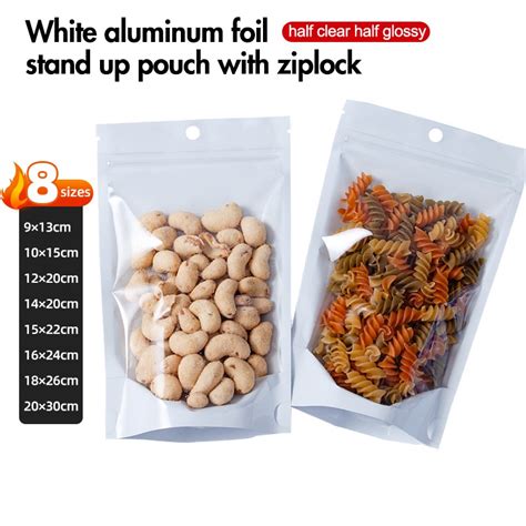 Pcs Half White Aluminum Half Clear Stand Up Pouch Packaging