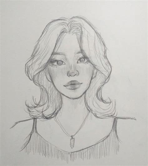 A Pencil Drawing Of A Woman S Face