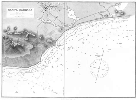 California Sea Chart Of Santa Barbara Old Antique Vintage Map Plan