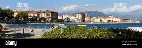 Panoramic Spring Cityscape Of Ajaccio Town And Beach Splendid Morning