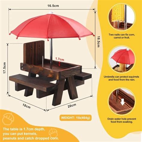 CPROSP Mangeoire Ecureuil Exterieur avec Supports de Maïs Table d