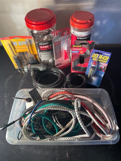 Bungee Cords Tire Repair Kit Lock De Icer And Fasteners