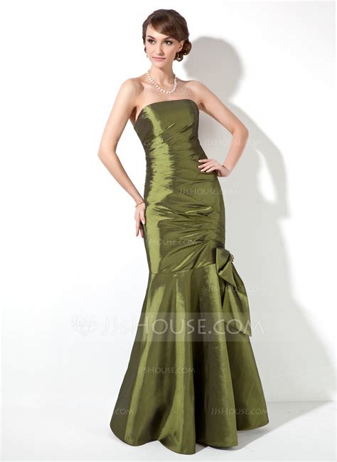 Trumpet Mermaid Strapless Floor Length Taffeta Bridesmaid Dress With