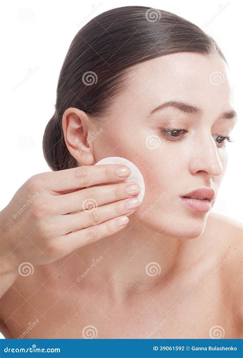 Woman Holds Cotton Swab Stock Photo Image Of Applying 39061592