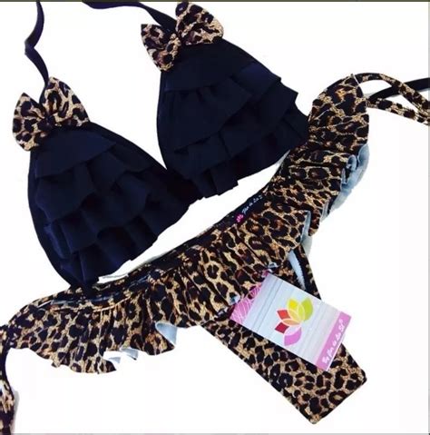 Bikini Biquini Cortininha P A Babado Tamanhos Diferentes Parcelamento Sem Juros