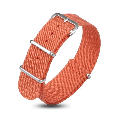 Oem New Ribbed Nylon Watch Band Orange Color In Mm Mm With Nato