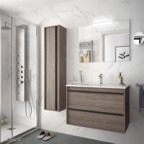 Conjunto Mueble De Ba O Attila Roble Eternity Lavabo Espejo