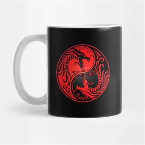 Red And Black Yin Yang Dragons Dragon Mug Teepublic