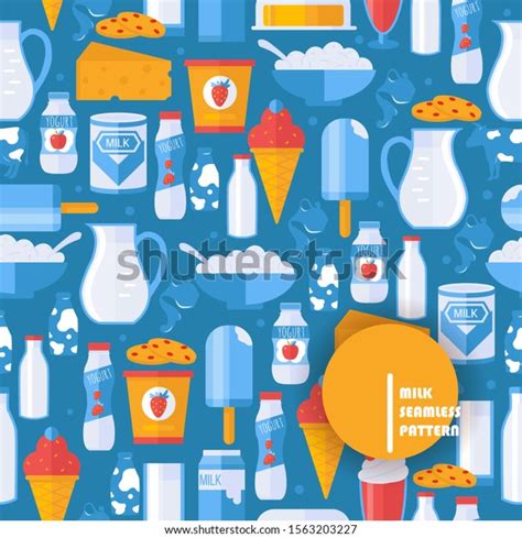 Fresh Milk Dairy Products Seamless Pattern Stock Vector Royalty Free