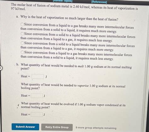 Solved Topics References The Molar Heat Of Fusion Of Chegg