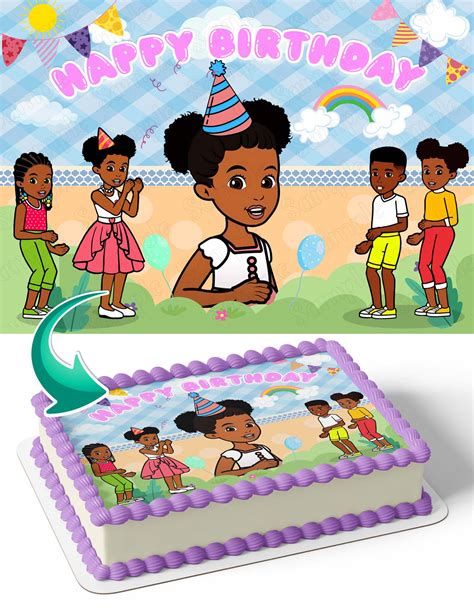 Gracies Corner P Girls Pink Afro American Kids Edible Cake Toppers