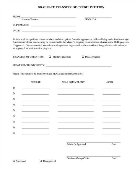 Sample Petition Letter For Transfer Credit The Document Template