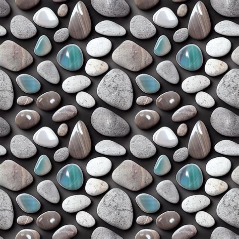 Premium Ai Image Sea Stones Seamless Pattern Naturally Polished And Rounded River Pebbles