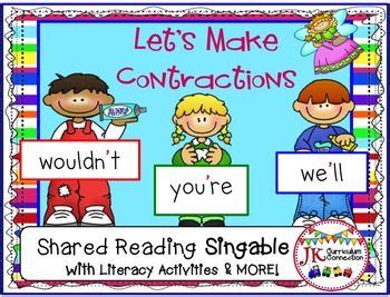 Contraction Song! Let’s Make Contractions | Literacy center activity ...