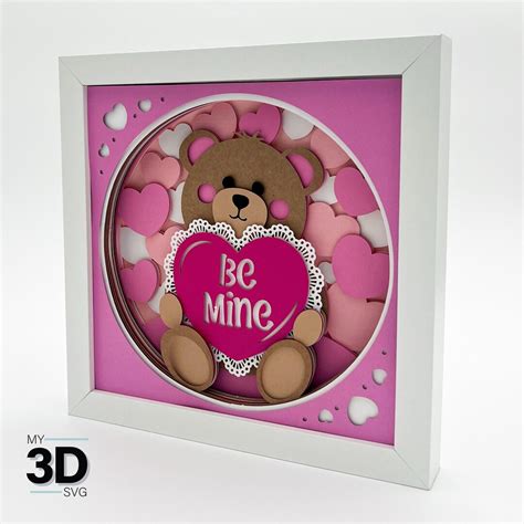 3d Bear Valentine Svg Valentines Day Shadow Box Svg For Cricut