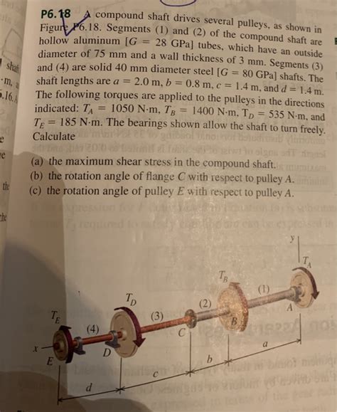 Solved Shas 06 18 A Compound Shaft Drives Several Pulleys