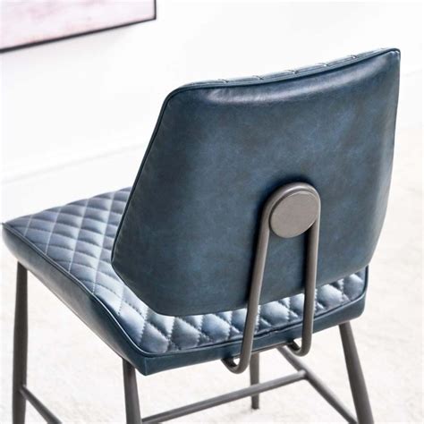 Digby Dark Blue Leather Dining Chairs With Metal Legs Woods Furniture