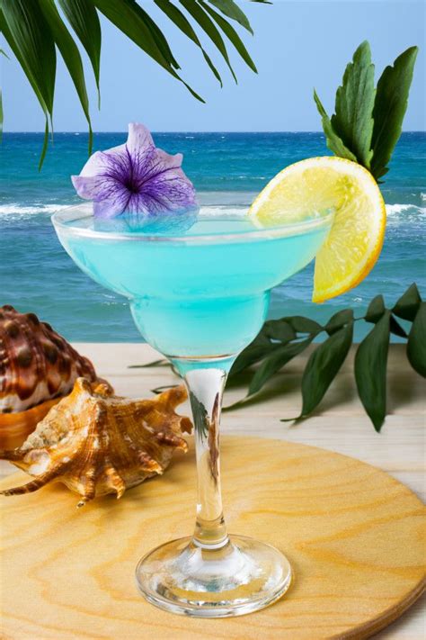 Blue Hawaiian Cocktail On The Tropical Beach In Hawaiian