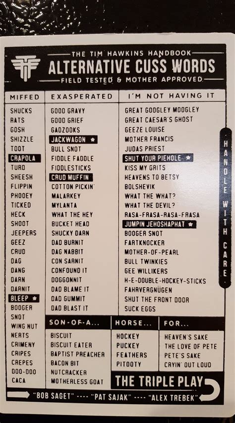 Alternative Curse Words Chart These Look Vaguely Familiar Growing Up