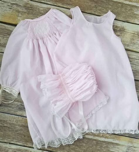 Light Pink Smocked Monogrammed Baby Day Gown Coming Home Etsy