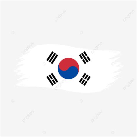 Bandeira Da Coreia Do Sul Aquarela Transparente Pintada Escova Png