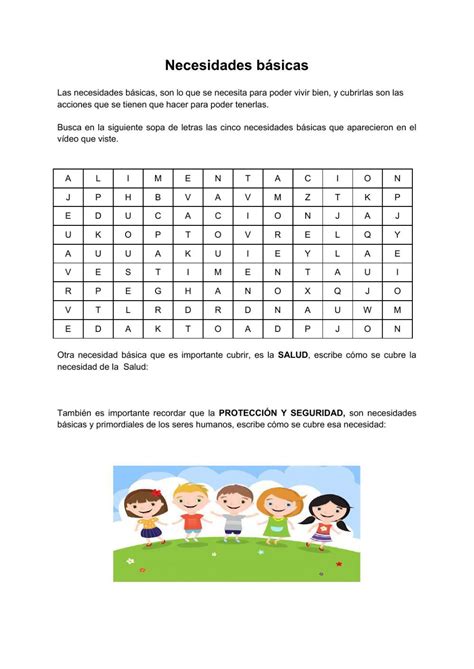 Necesidades básicas interactive worksheet