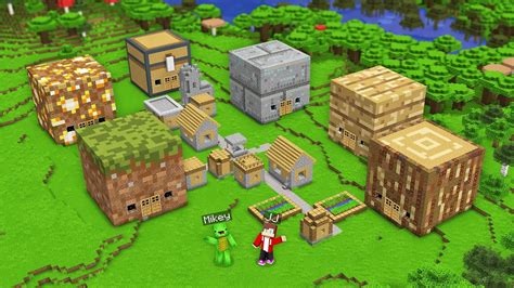 How Mikey And Jj Found A Block Village In Minecraft Maizen Youtube