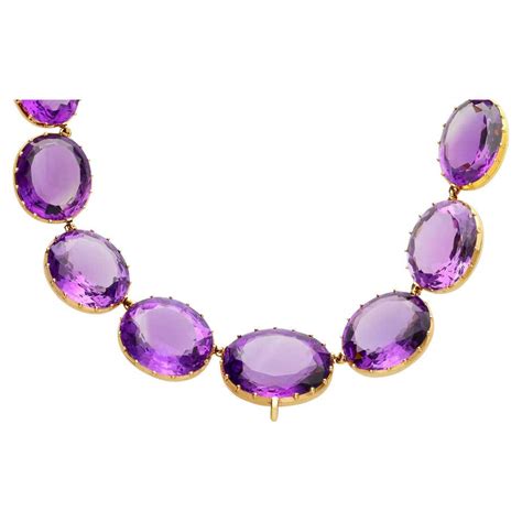 Antique Gold And Oval Cut Amethyst Rivière Necklace For Sale At 1stdibs