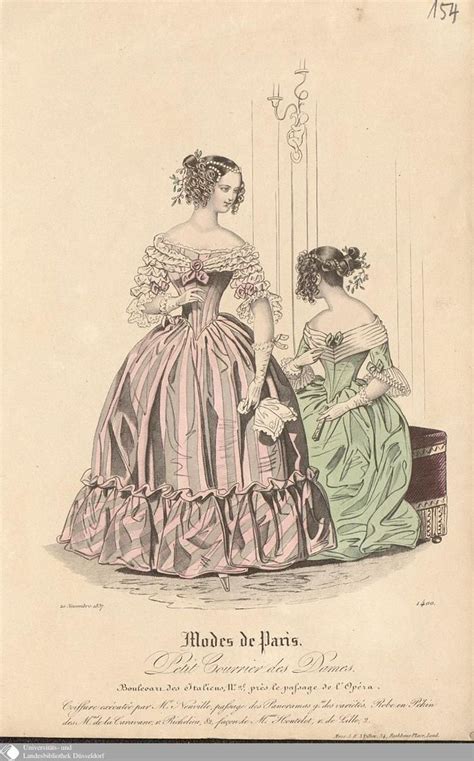 An Old Fashion Illustration Shows Two Women In Evening Gowns One