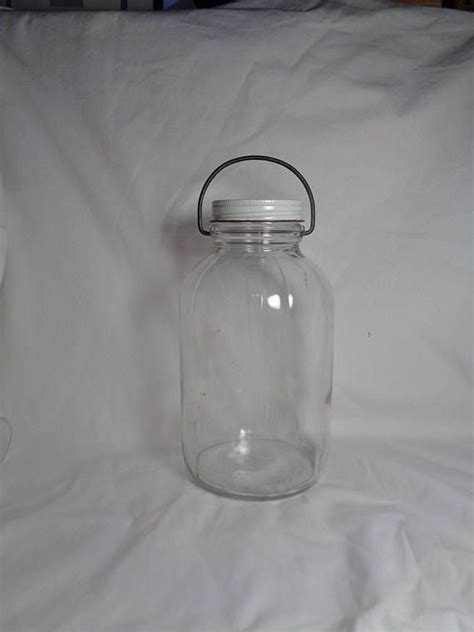 Rustic Vintage Owens Illinois Glass Pickle Jar With Bale