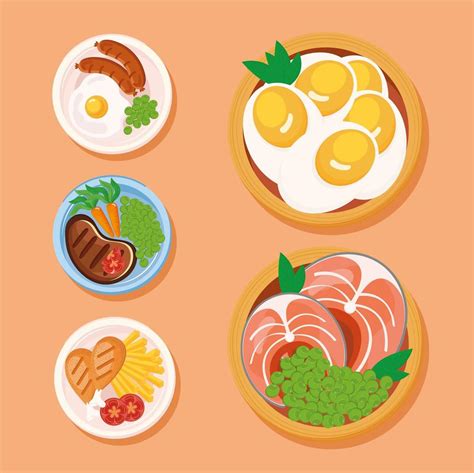 Food Plates Icon Set 4103092 Vector Art At Vecteezy