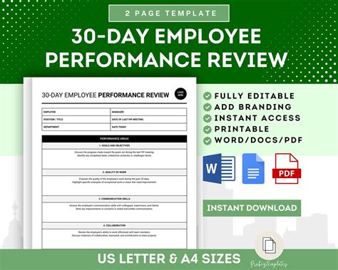 Employee 30 Day Performance Review Template Employee Evaluation Form Employee Feedback