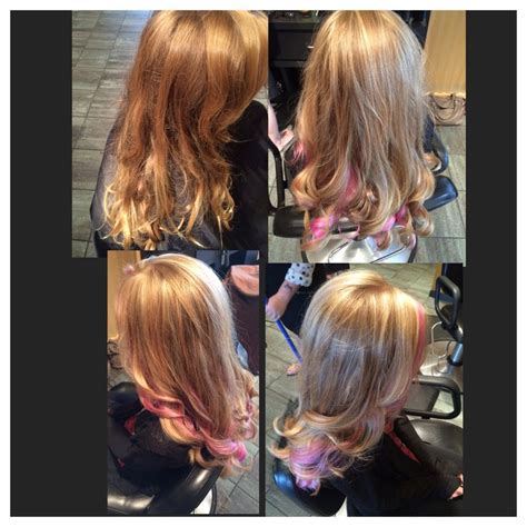 Before And After Highlights And Pink Peekaboos Crafts Ombre Hair