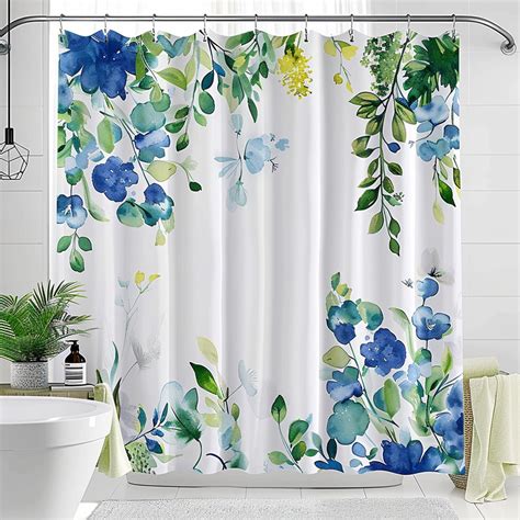 NatureInspired White Bathroom Decor Set With Blue And Green Watercolor