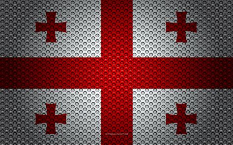 Download Wallpapers Flag Of Georgia 4k Creative Art Metal Mesh