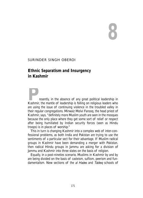 Ethnic Separatism and Insurgency in Kashmir - Asia-Pacific Center ...