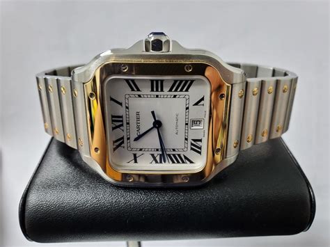 Cartier Santos De Cartier Large Steel Yellow Gold Mens Watch W Sa