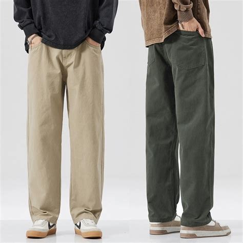 Local Shipping Cod Men Chino Pant Cotton Loose Straight Cut Baggy