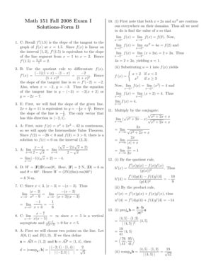 Fillable Online Math Tamu Math 151 Fall 2008 Exam I Solutions Form B 10