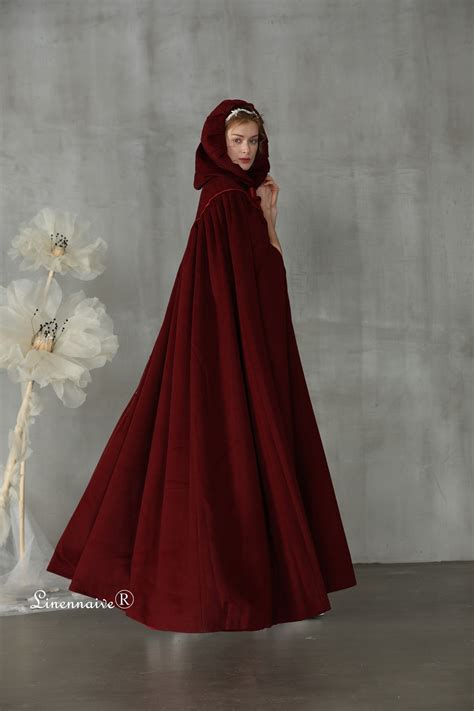 Maxi Hooded Wool Cloak In Wine Red Wool Cape Maxi Cape Etsy Uk