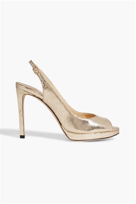 Jimmy Choo Nova Metallic Lizard Effect Leather Slingback Pumps In