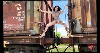 Dancing Naked Outdoor Among Old Trains Tubator