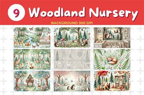 Watercolor Woodland Nursery Backgrounds Graphic by Picmaster Studio ...