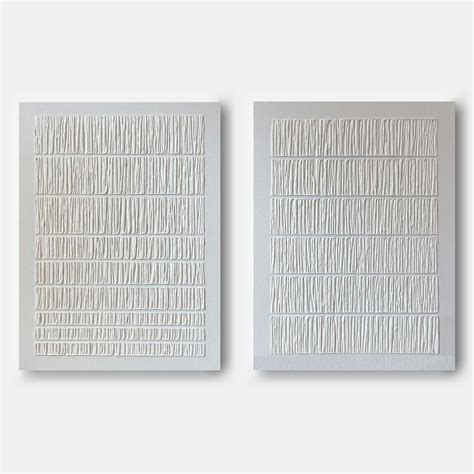 3D White Plaster Abstract Art Set Of 2 Plaster Painting On Canvas For ...